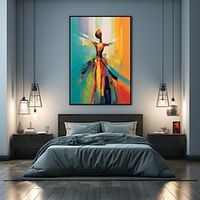 Large hand painted pattle knife ballet Oil Painting of Dancing Girl Dancing Girl oil painting Art on Canvas Dancing Girl Wall Art Abstract gril painting for bedroom living room artwork painting Lightinthebox