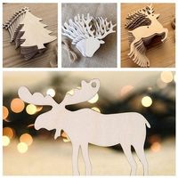 10Pcs Christmas Wood Chip Tree Ornaments