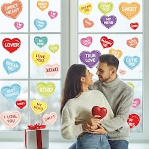 6pcs/set Valentine's Day Love Window Decoration Stickers Self-Adhesive Holiday Party Color Heart Wall Stickers. miniinthebox