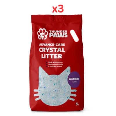 Thunder Paws Advance Care Non-Clumping Crystal Cat Litter - Lavender 5L (Pack Of 3)