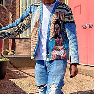 Men's Shirt Portrait Long Sleeve Casual Tops Casual Fashion Breathable Comfortable Blue Lightinthebox