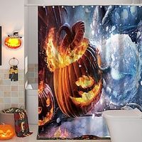 Shower Curtain with Hooks for Bathroom,Halloween Design Shower Curtain Farmhouse Bathroom Decor Set Polyester Waterproof 12 Pack Plastic Hooks miniinthebox - thumbnail