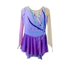 Figure Skating Dress Women's Girls' Ice Skating Dress Purple Thumbhole Halo Dyeing Mesh Spandex Stretchy Training Practice Professional Skating Wear Thermal Warm Classic Crystal / Rhinestone Long Lightinthebox