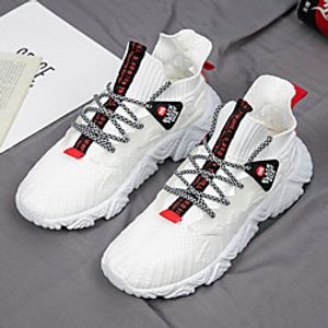 Men's Trainers Athletic Shoes Sporty Casual Athletic Daily Running Shoes Walking Shoes Tissage Volant Breathable Non-slipping Shock Absorbing White Black Khaki Fall Spring / Wear Proof miniinthebox