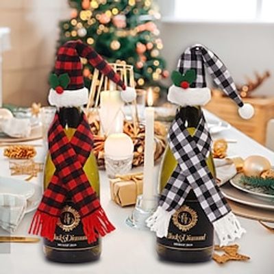 Christmas Wine Bottle Bags Cover, Cute Red Wine Bottle Decorations Bag, Cartoon Christmas Decoration Wine Gift Felt Bag For Hotel Kitchen Table Decoration. Lightinthebox