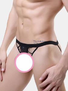 Sexy Thin Underwear Breathable Hollows Mesh Transparent U Convex Thongs for Men