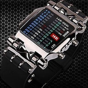 Boys Mens Fashion Binary LED Digital Wristwatch Date Square Dial Casual Plastic Strap Bracelet Watch lovely Style miniinthebox