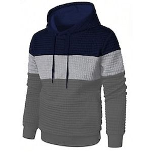 Men's Hoodie Black Hooded Color Block Patchwork Sports  Outdoor Daily Holiday Streetwear Cool Casual Spring   Fall Clothing Apparel Hoodies Sweatshirts  miniinthebox