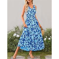 Women's Casual Dress Swing Dress Tank Dress Floral Print V Neck Long Dress Maxi Dress Hawaiian Stylish Daily Date Short Sleeve Summer Lightinthebox - thumbnail