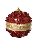 Homesmiths 8cm Bauble Foam Glitter Ribbon, Sequins Christmas Red