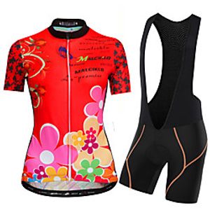 Malciklo Women's Short Sleeve Cycling Jersey with Bib Tights Summer Black  Red Black - Women White Novelty British Bike Quick Dry Sports Novelty Clothing Apparel  Micro-elastic Lightinthebox