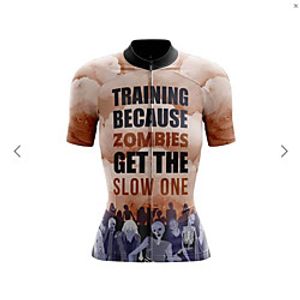 21Grams Women's Short Sleeve Cycling Jersey Summer Spandex Polyester Khaki Sugar Skull Skull Bike Jersey Top Mountain Bike MTB Road Bike Cycling Breathable Back Pocket Sports Clothing Apparel Lightinthebox