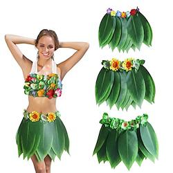 Performance of Hawaiian Children's Adult Simulation Leaf Grass Skirt Leaf Skirt Beach Festival Party Decoration Skirt Lightinthebox