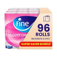 Fine Toilet Tissue Comfort 180 Sheets X 2 Plies (Pack of 96)