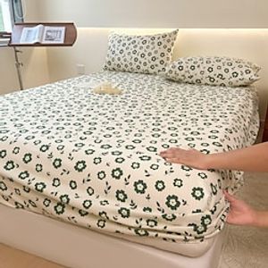 1Pc 100% Cotton Bed Fitted Sheet With Small Fragmented Flower Bed Cover Elastic Mattress Cover For Single Or Double Deluxe Double Bed Cover Available In Multiple Sizes Lightinthebox