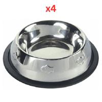 Trixie Fish Print Embossed Stainless Steel Bowl For Cats 200ml (Pack of 4)