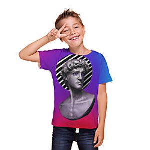 Kids Boys' T shirt Tee Short Sleeve 3D Print Graphic Unisex Print Fuchsia Children Tops Summer Active Daily Wear Regular Fit 3-12 Years miniinthebox