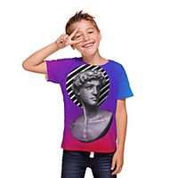 Kids Boys' T shirt Tee Short Sleeve 3D Print Graphic Unisex Print Fuchsia Children Tops Summer Active Daily Wear Regular Fit 3-12 Years miniinthebox - thumbnail