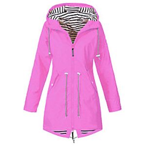 Women's Raincoats Windbreaker Rain Jacket Waterproof Lightweight Outdoor Long Hooded Trench Coats Top Thermal Warm Windproof Breathable Cargo Camping Climbing Hunting Fishing Travel miniinthebox