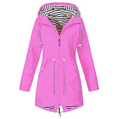 Women's Raincoats Windbreaker Rain Jacket Waterproof Lightweight Outdoor Long Hooded Trench Coats Top Thermal Warm Windproof Breathable Cargo Camping Climbing Hunting Fishing Travel miniinthebox