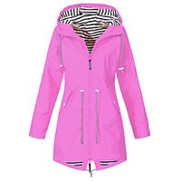 Women's Raincoats Windbreaker Rain Jacket Waterproof Lightweight Outdoor Long Hooded Trench Coats Top Thermal Warm Windproof Breathable Cargo Camping Climbing Hunting Fishing Travel miniinthebox - thumbnail