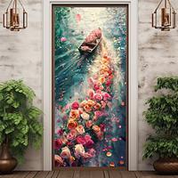 Boat under Skarry Night Door Door Covers Door Tapestry Door Curtain Decoration Backdrop Door Banner for Front Door Farmhouse Holiday Party Decor Supplies Lightinthebox