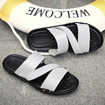 Men's Clogs  Mules Flat Sandals Casual Daily Water Shoes PU Breathable Non-slipping Wear Proof White Black Yellow Summer Lightinthebox