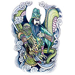 Full Back Waterproof Temporary Tattoo Sticker Guan Gong Zhao Zilong Carp Tattoos Body Art Arm Fake Sleeve Tattoo Women Men Lightinthebox