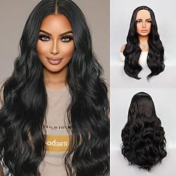 Synthetic Lace Wig Wavy Style 24 inch Natural Middle Part 13x4x1 T Part Lace Front Wig Women's Wig Black Lightinthebox