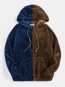 ChArmkpR Men Fashion Color Block Patchwork Casual Drawstring Hoodie
