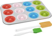 Prestige Fluted Muffin Pan Set, 12 Cup, Multicolour - PR57156