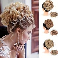 Bride Messy Big Hair Bun, Synthetic Curly Chignon With Comb Clips In, Hair Tail Updo Cover Ponytail Extension Natural Fake Hair miniinthebox - thumbnail