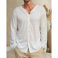 Men's Henley Shirt Tee Top Long Sleeve Shirt Henley Outdoor Casual Long Sleeve Button Clothing Apparel Fashion Designer Comfortable Lightinthebox - thumbnail