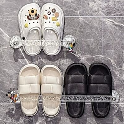 Glacier Pattern Bathroom Slipper Rack Hanging Holder Wall-Mounted No-Drill Shoe Storage Shelf for Behind-the-Door Bathroom Toilet Shoe Drainage Organizer Lightinthebox