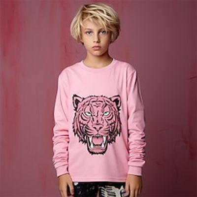 Boys 3D Tiger Tee Shirt Long Sleeve 3D Print Fall Winter Sports Streetwear Cool Polyester Kids 3-12 Years Crew Neck Outdoor Casual Daily Regular Fit Lightinthebox