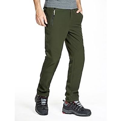 Men's Cargo Pants Fleece Pants Softshell Pants Hiking Pants Button Elastic Waist Zipper Pocket Plain Windproof Comfort Casual Daily Holiday Sports Fashion ArmyGreen Black Lightinthebox