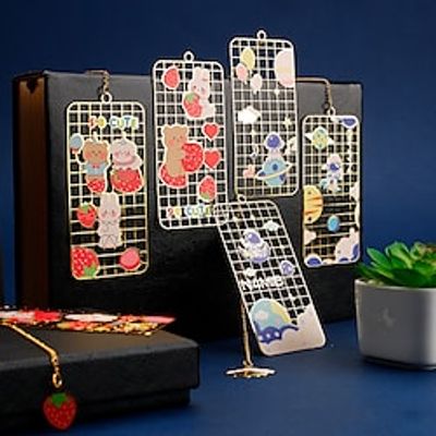 4 pcs Metal Bookmark Geometrical Creative Delicate Page Markers Metal Retro Cute Pendant Bookmark for Student Women Gifts 8.84.5 inch Lightinthebox