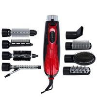 Olsenmark 9 In 1 Multi Function Hair Styler, Hair Straightners, Hair Curler, Roller Set Red & Black- OMH4029