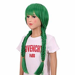 wildcos braided fashion halloween wig long green braid cosplay wig for kids Lightinthebox