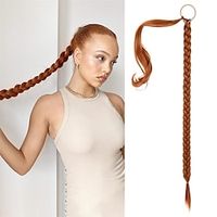 Long DIY Braided Ponytail Extension with Hair Tie Straight Wrap Around Hair Extensions Ponytail Natural Soft Hairpiece Copper Red 34 Inch Lightinthebox - thumbnail