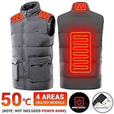 4 Areas Heated Vest Men's Heating Jacket Women's USB Winter Warm Waistcoat Camping Fishing Hiking Hunting Thermal Clothing miniinthebox
