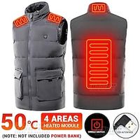 4 Areas Heated Vest Men's Heating Jacket Women's USB Winter Warm Waistcoat Camping Fishing Hiking Hunting Thermal Clothing miniinthebox - thumbnail