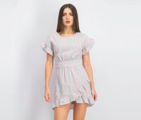 Womens Ruffle Dress  Grey/Neon Pink - thumbnail