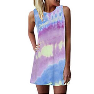 Women's A Line Dress Short Mini Dress Navy Glitter Blue Purple Yellow Blushing Pink Navy Blue Sleeveless Tie Dye Spring Summer Casual / Daily 2021 S M L XL XXL miniinthebox