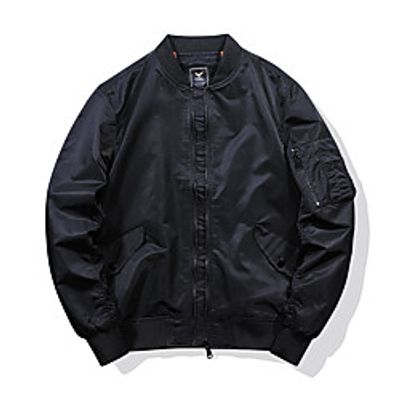 Men's Jacket Sport Daily Fall Spring Regular Coat Round Neck Loose Thermal Warm Windproof Breathable Boho Jacket Long Sleeve Solid Color Pleated Black Army Green Lightinthebox