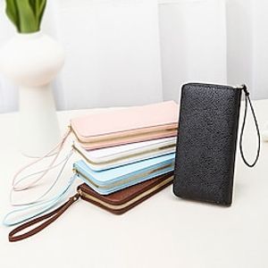 Men's Women's Wallet Coin Purse Credit Card Holder Wallet PU Leather Shopping Daily Zipper Waterproof Lightweight Durable Solid Color Black White Pink Lightinthebox