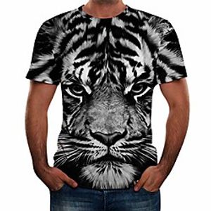 summer men's shirt fashion round neck personalit print t-shirt short sleeve casual top blouse black miniinthebox