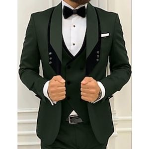 Champagne Sky Blue Dark Green Men's Wedding Party Suits Patchwork Solid Colored 3 Piece Daily Business Plus Size Single Breasted Two-buttons 2023 miniinthebox