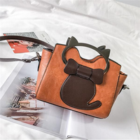 Women Cute Cat Stitching Handbags Soft Shoulder Bags - thumbnail