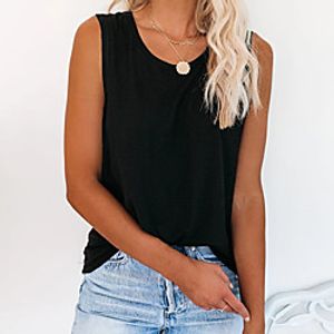 Women's Tank Top Tee  T-shirt Pure Color Crew Neck Cotton Solid Color Sport Athleisure Top Sleeveless Breathable Soft Comfortable Everyday Use Street Casual Daily Outdoor Lightinthebox